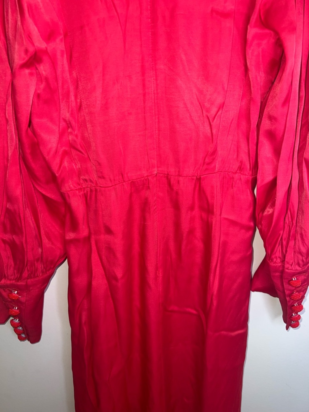 Farm Rio Red Cutout Maxi Dress Beaded Buttons Slit NWT Size Large - Picture 15 of 15